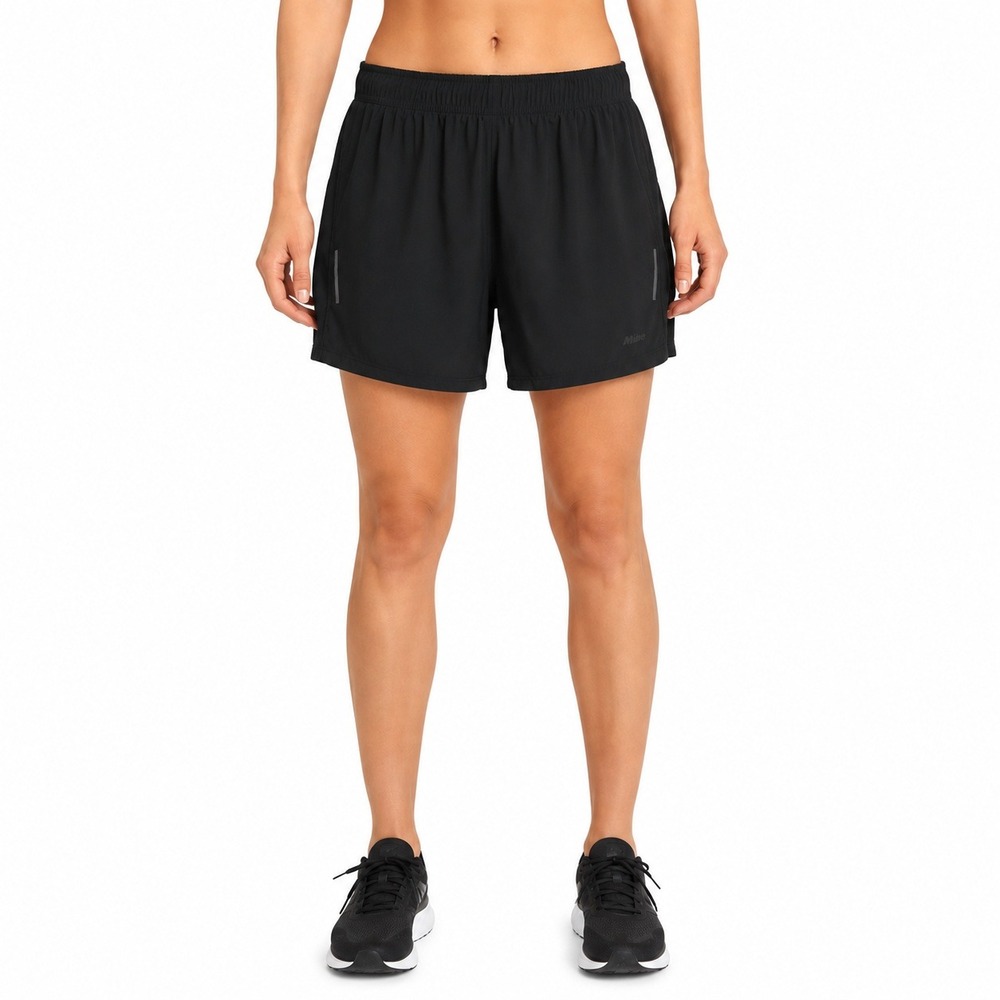 Mitre Shorts Womens Black Running  Elastic Reflective Athletic Reflective Pocket